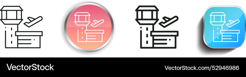 Control tower icon thin linear regular and button vector image