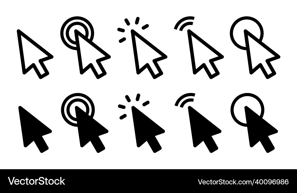 Cursor click icon set Cursor click icon set vector image