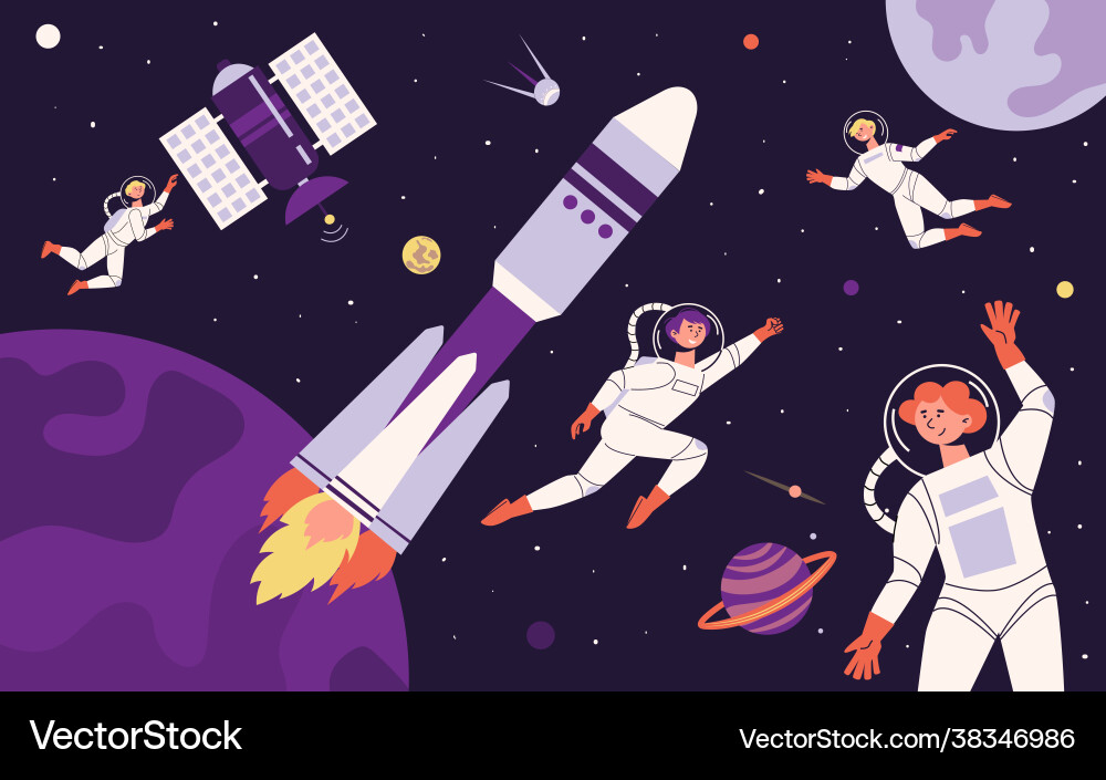 Flat space composition Royalty Free Vector Image