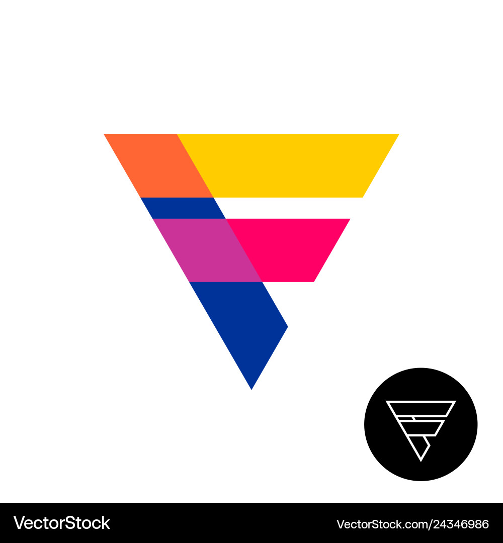 Letter f triangle logo with overlay opacity vector image