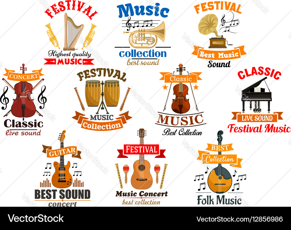 Musical Instruments & Notes Vector Image