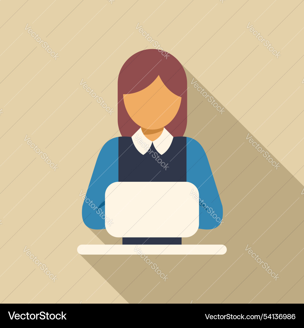 Office worker using laptop computer at desk flat Office worker using laptop computer at desk flat vector image