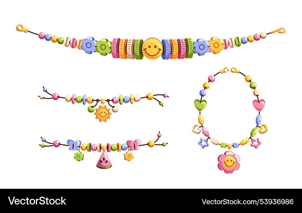 Perlenarmbänder mit spielerischen Designs Perlenarmbänder mit spielerischen Designs vektorbild