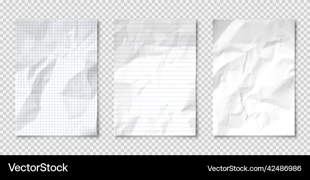 Realistic blank crumpled paper sheets in a4 format Realistic blank crumpled paper sheets in a4 format vector image