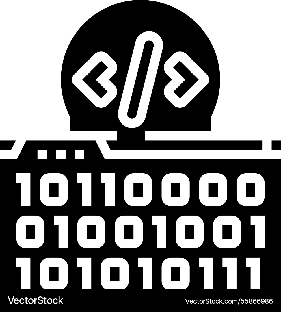 Software programming code glyph icon Software programming code glyph icon vector image