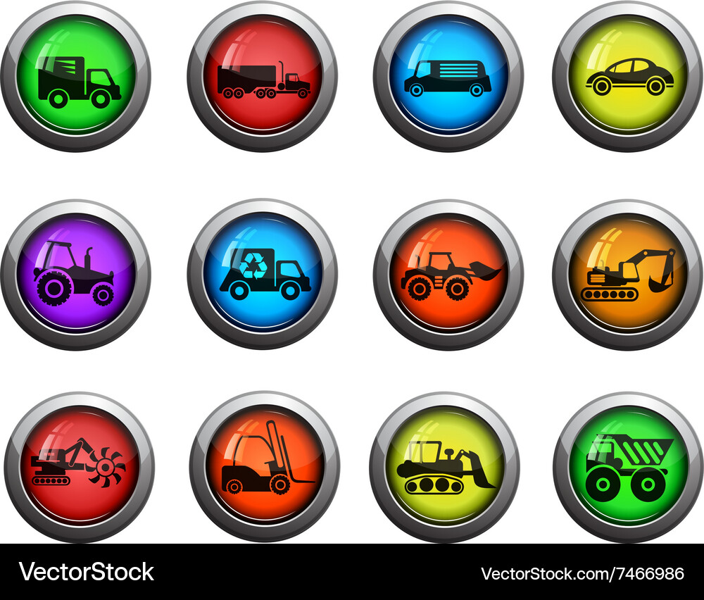 Transportation and loading machines icons set Vector Image