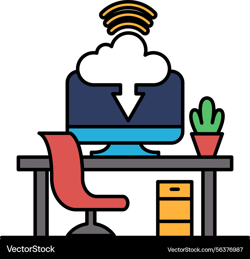 A computer monitor with cloud icon A computer monitor with cloud icon vector image