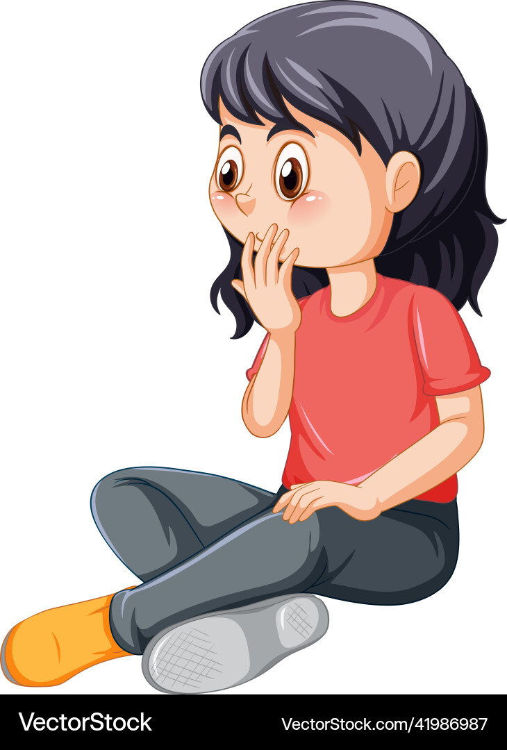 A happy girl sitting on white background A happy girl sitting on white background vector image