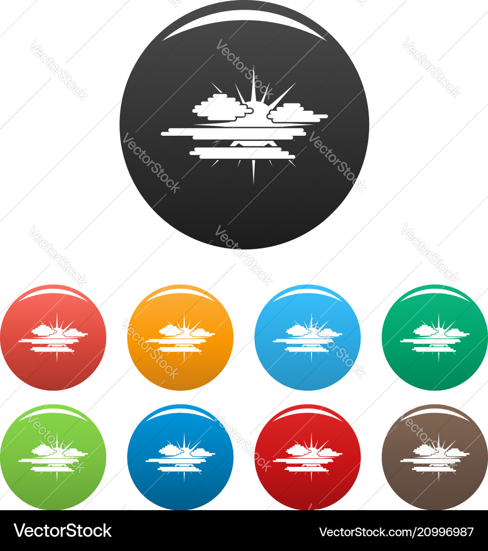 Cloudy sun icons set color Cloudy sun icons set color vector image