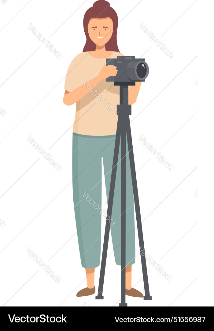 Female photographer taking picture using camera Vector Image