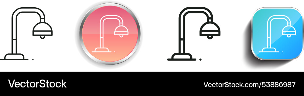 Floor lamp icon thin linear regular and button Floor lamp icon thin linear regular and button vector image