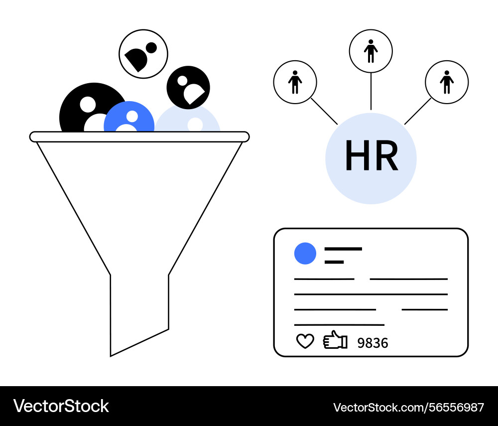 Hr process streamlined with funnel filtering Hr process streamlined with funnel filtering vector image