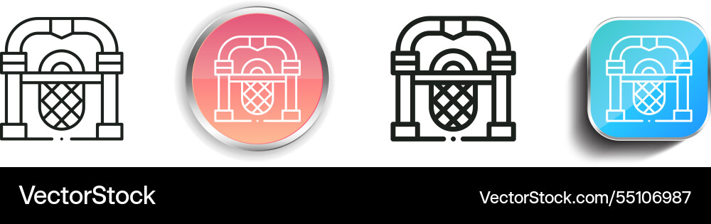 Jukebox icon thin linear regular and button style Jukebox icon thin linear regular and button style Vector Image