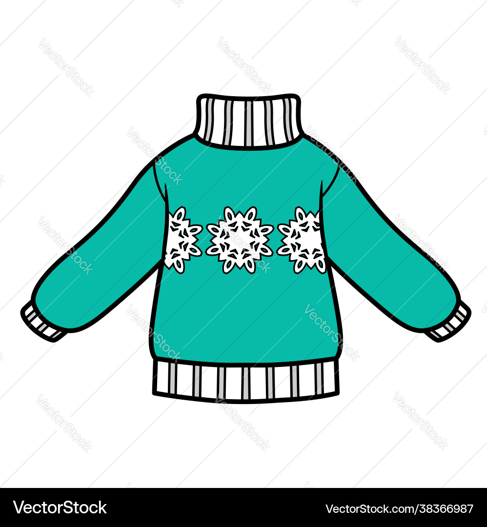 Knitted sweater with snowflake pattern for boy vector image