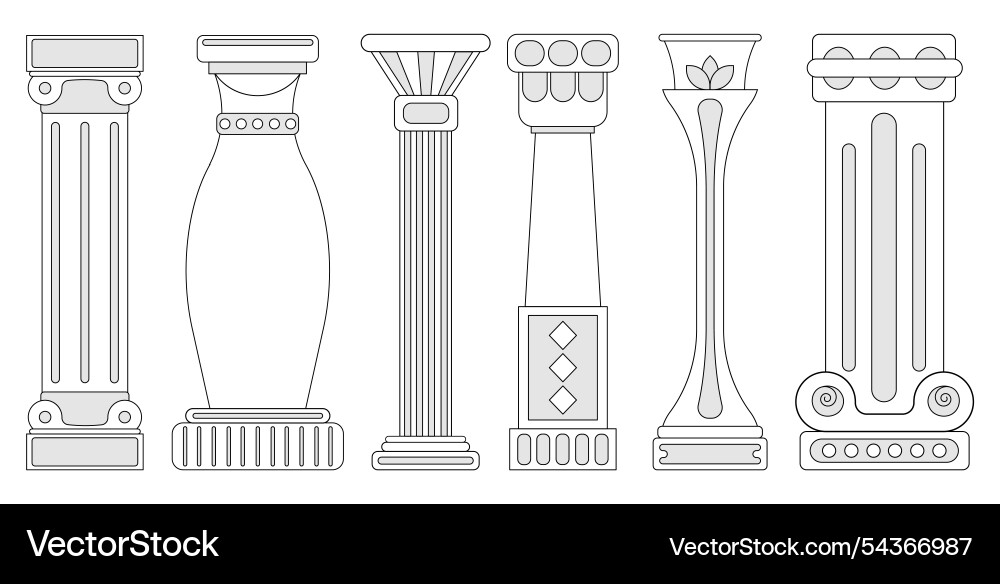 Outline ancient columns set marle Outline ancient columns set marle vector image