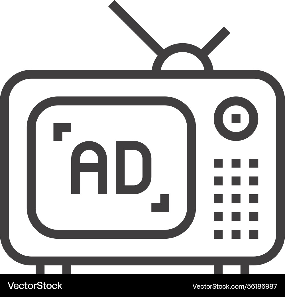 Television ads flat line web icon Television ads flat line web icon vector image