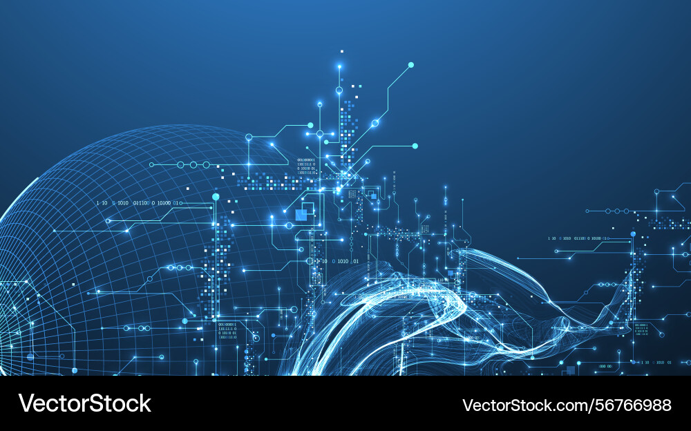 Abstract data wave with sphere and futuristic Abstract data wave with sphere and futuristic vector image