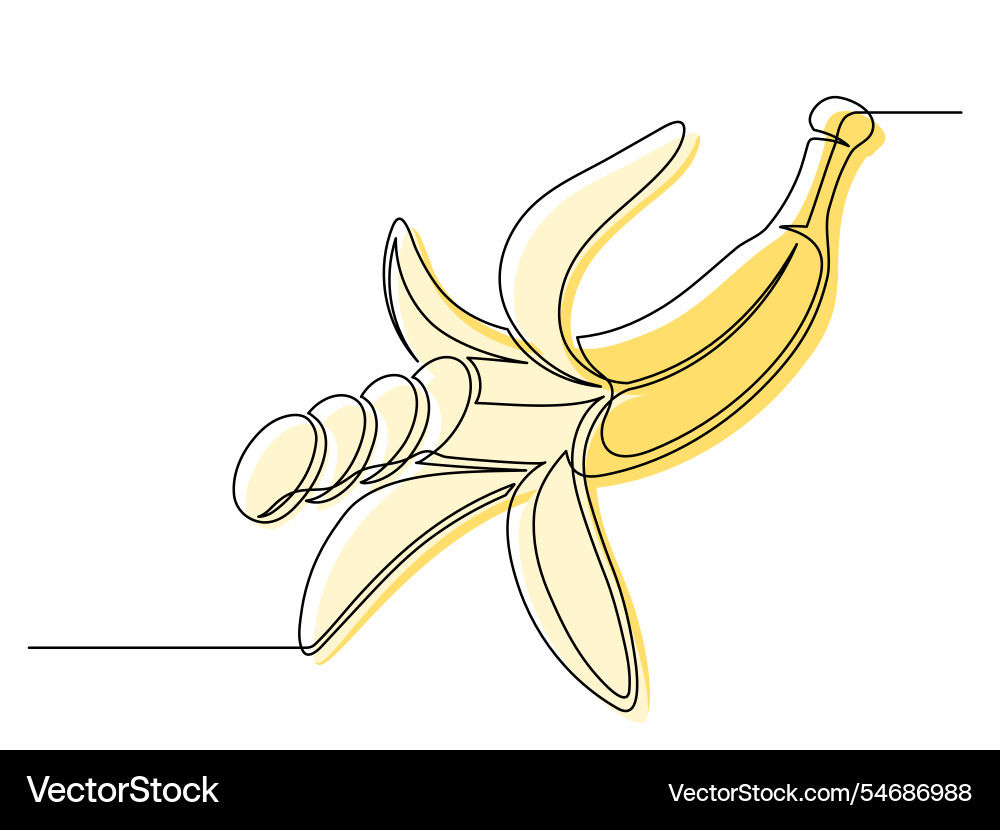 Continuous one line open yellow banana Vector Image