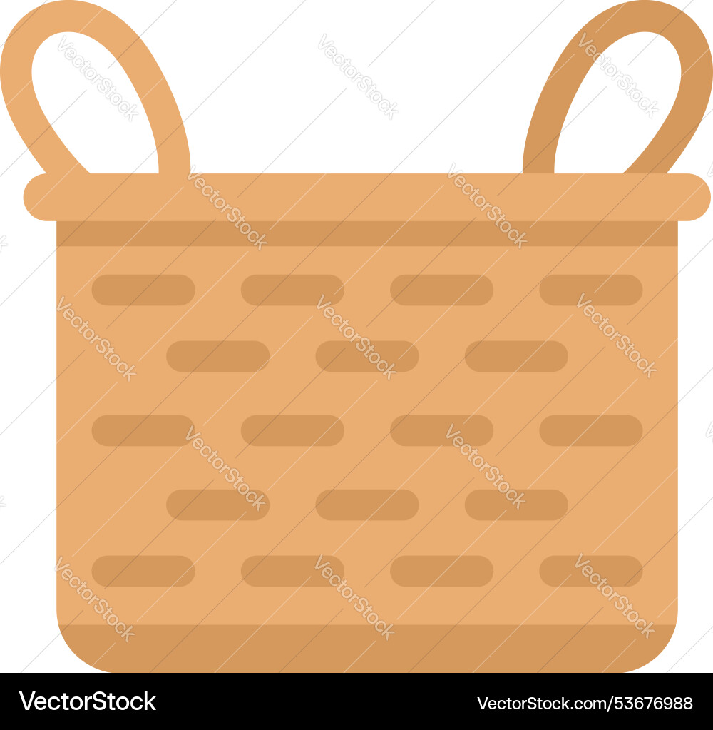 Empty wicker basket with handles standing upright vector image