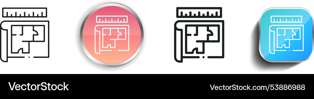 Floor plan icon thin linear regular and button Floor plan icon thin linear regular and button vector image