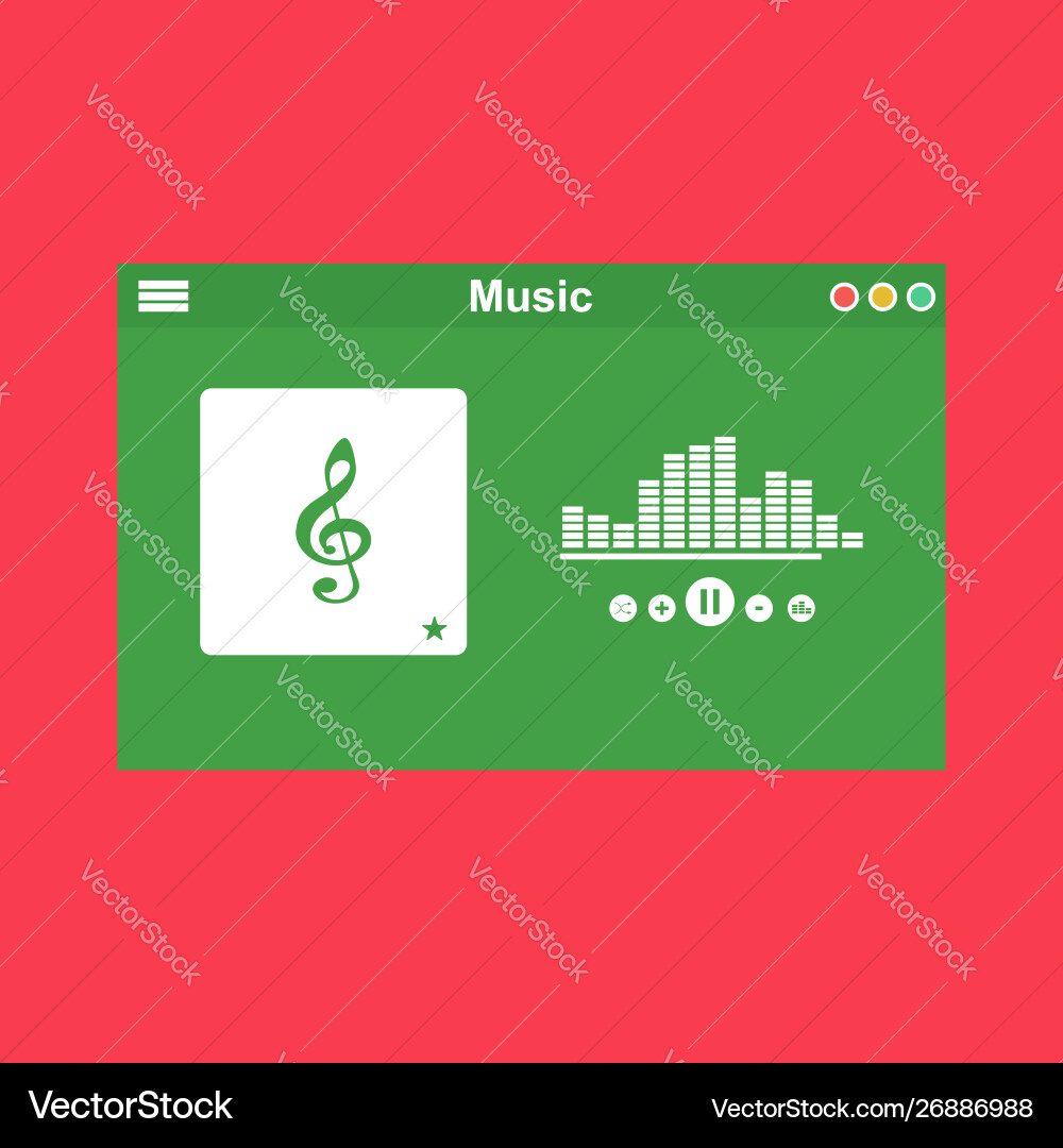 Media player application app template with flat Media player application app template with flat vector image