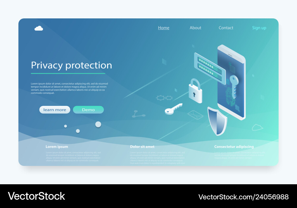 Mobile Data Security Isometric Concept vector image