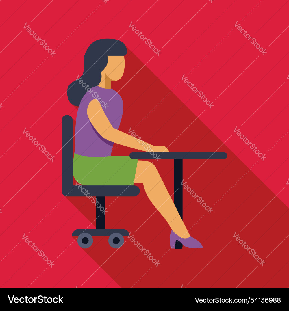 Office worker sitting at desk working on computer Office worker sitting at desk working on computer Vector Image