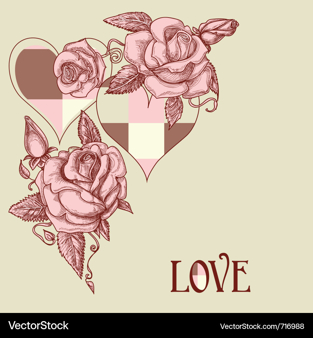 Roses and hearts Royalty Free Vector Image - VectorStock