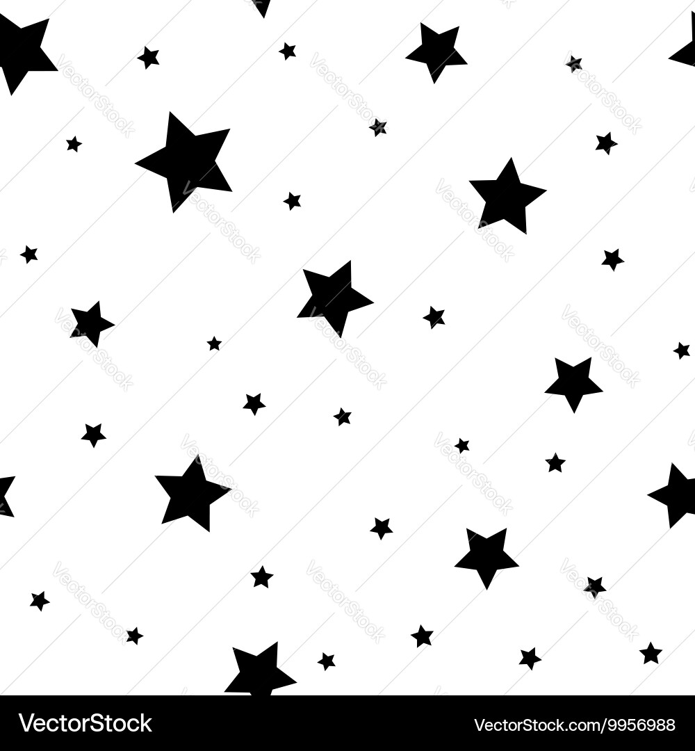 Stars seamless pattern black white background Vector Image