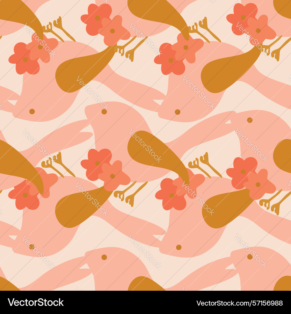 Whimsical seamless pattern with birds and bold Whimsical seamless pattern with birds and bold vector image