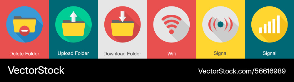 A set of 6 user interface icons as delete folder vector image