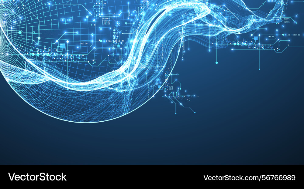 Abstract data wave with sphere and futuristic Abstract data wave with sphere and futuristic vector image