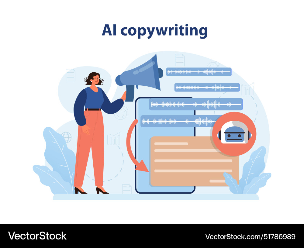 Ai copywriting neural network writing text Ai copywriting neural network writing text Vector Image