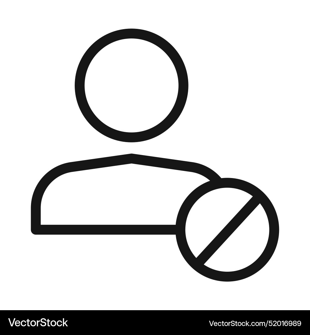 Block user icon black line art Royalty Free Vector Image