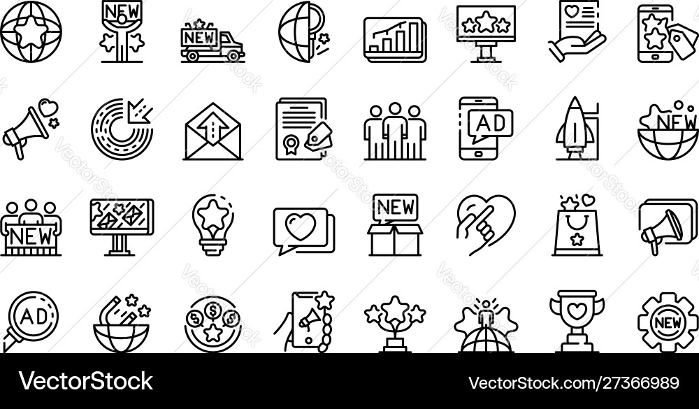 Campaign icons set outline style Campaign icons set outline style vector image