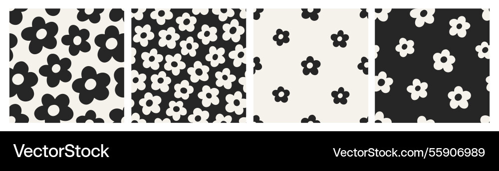 Daisy patterns set seamless groovy-style print Daisy patterns set seamless groovy-style print vector image