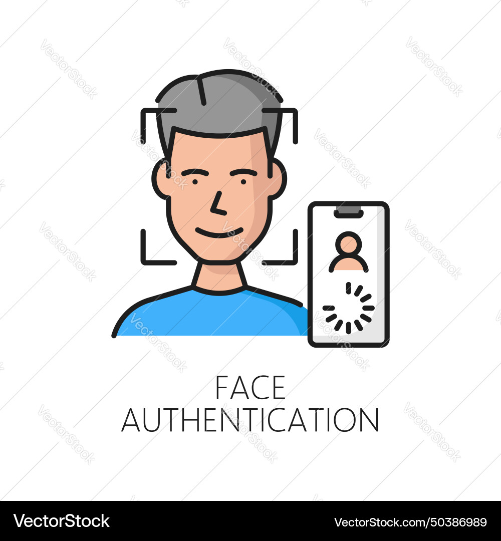 Face authentication icon biometric identification Face authentication icon biometric identification vector image