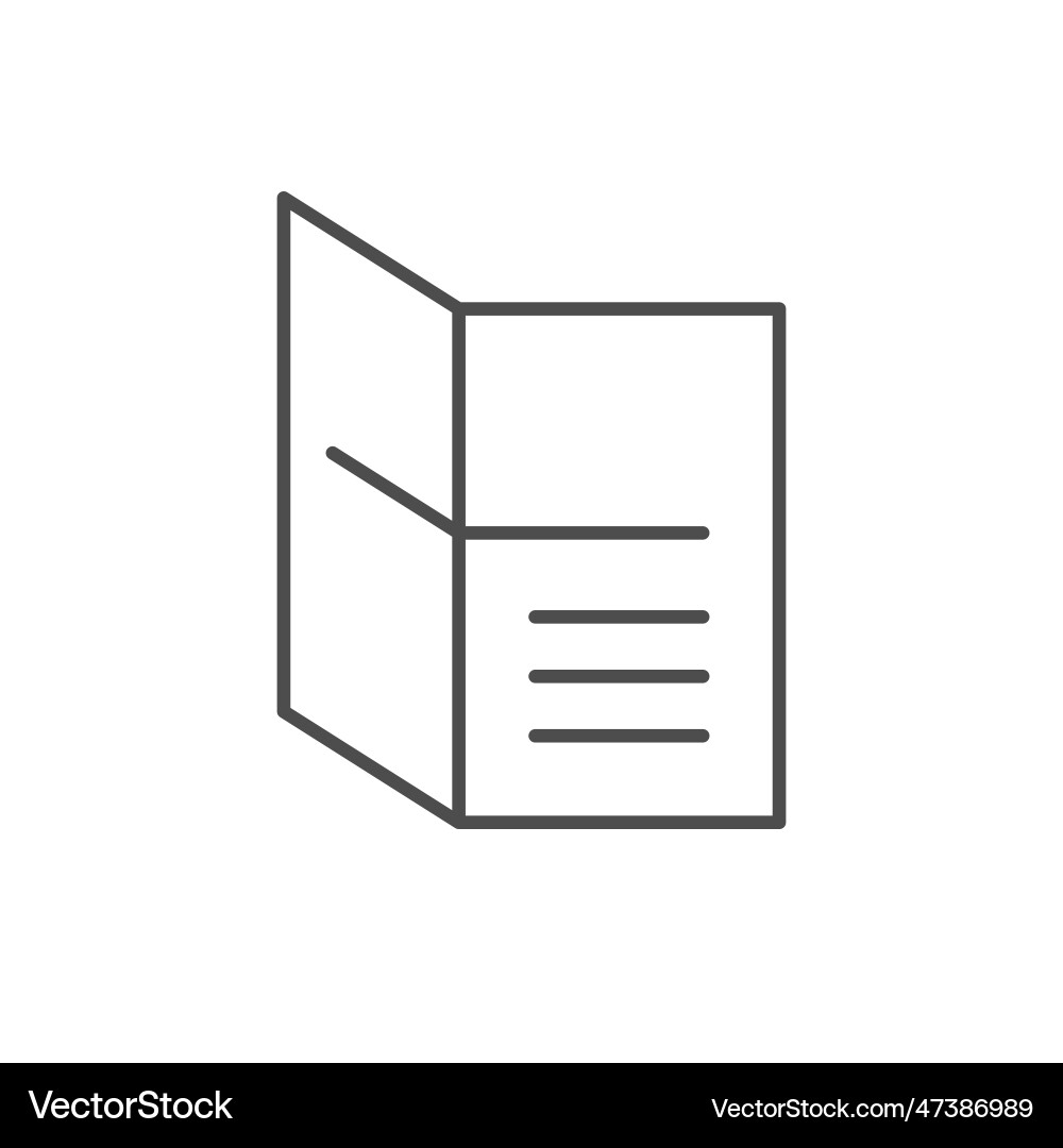 Folding leaflet line outline icon Vector Image