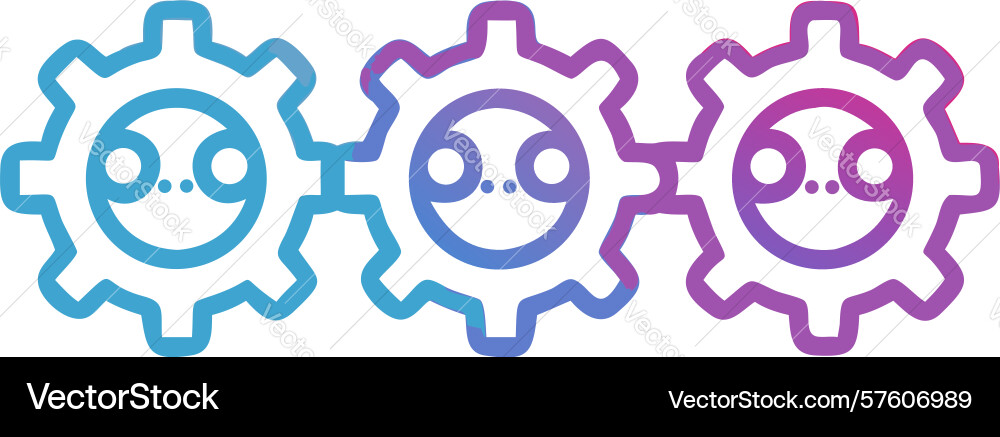 Gradient interlocking gears icon system vector image