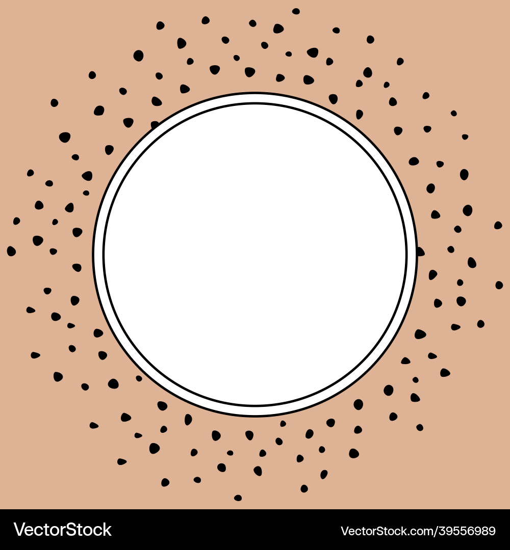 Hand drawn empty white frame on polka dots Hand drawn empty white frame on polka dots vector image