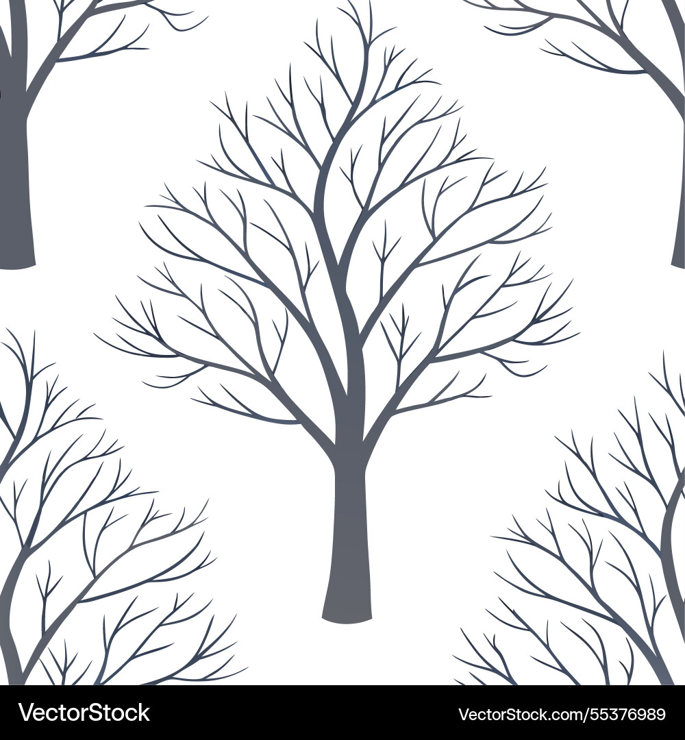 Winter trees seamless pattern with bare branches Vector Image