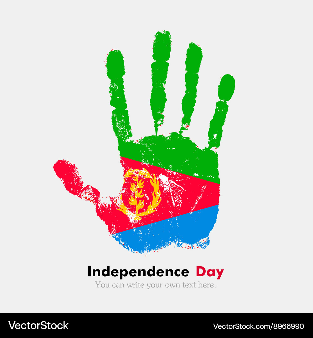 Handprint with the flag of eritrea in grunge style Vector Image