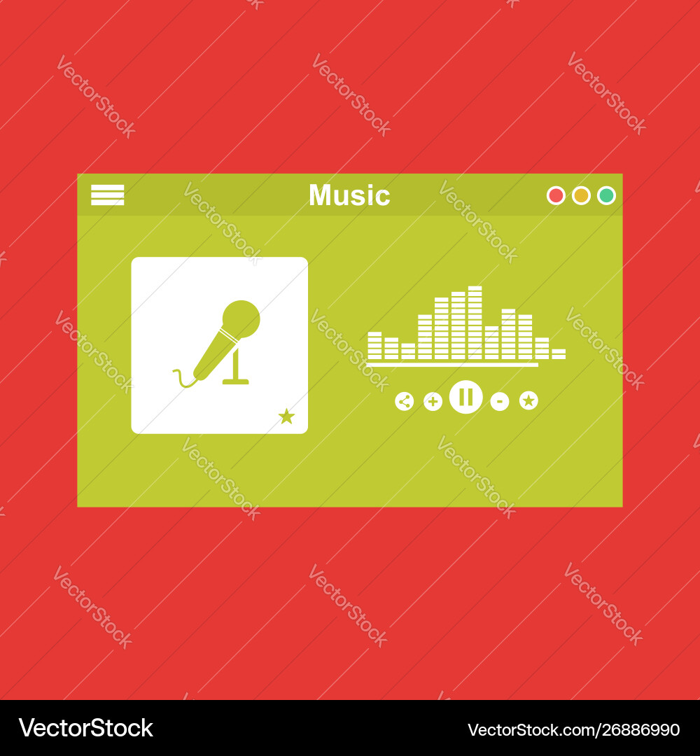 Media player application app template with flat Media player application app template with flat Vector Image