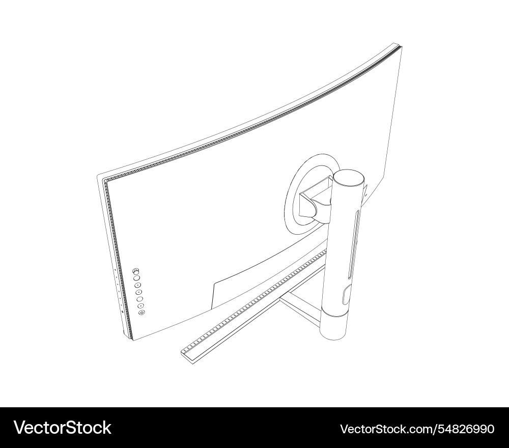Outline of modern thin frame display computer Vector Image
