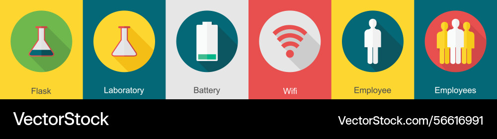 A set of 6 user interface icons as flask Vector Image