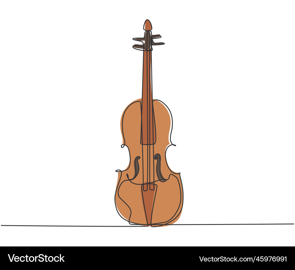 Einzellinienzeichnung von Violine auf weiß Einzellinienzeichnung von Violine auf weiß vektorbild