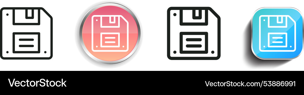 Floppy disc icon thin linear regular and button Floppy disc icon thin linear regular and button vector image