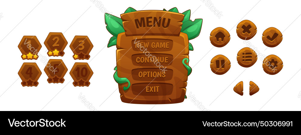 Jungle game ui design elements set Jungle game ui design elements set vector image