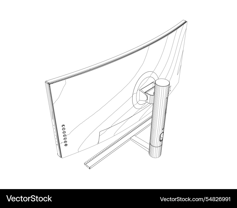 Outline of modern thin frame display computer Outline of modern thin frame display computer vector image