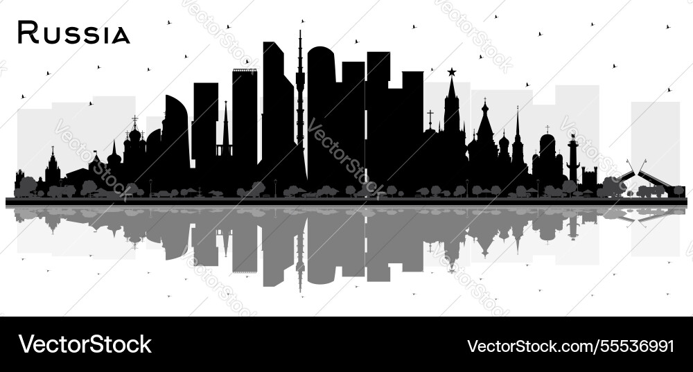 Russland Stadt Skyline Silhouette mit schwarz Russland Stadt Skyline Silhouette mit schwarz vektorbild